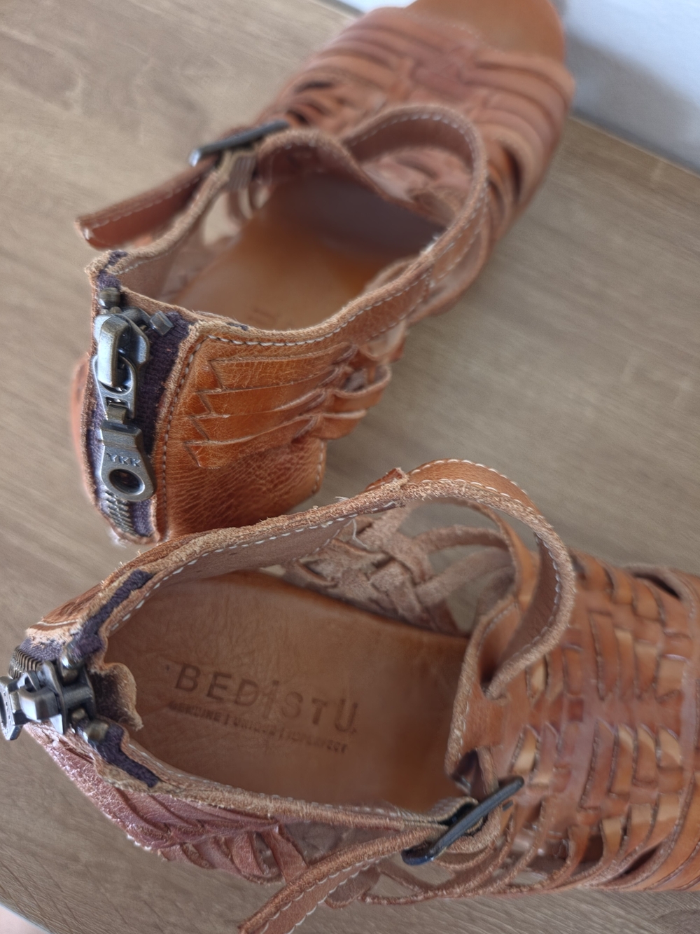 BedStu Leather Wedge Sandals - Tan - Picture 6 of 13